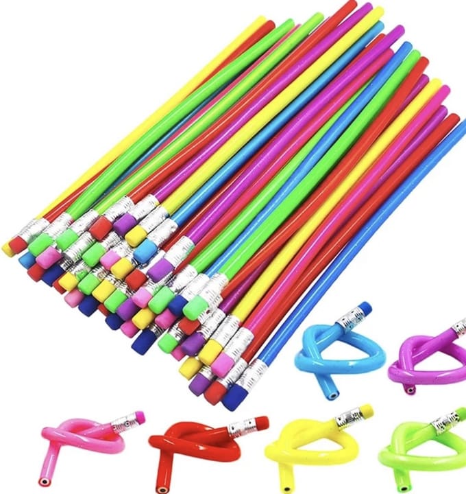 Lux- 25 Uitdeelcadeau-traktatie-buigpotloden gekleurd