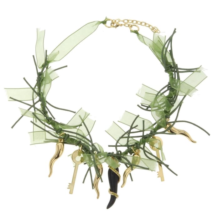 Behave - Groene Ketting met Hangers en Steentjes - 42 cm