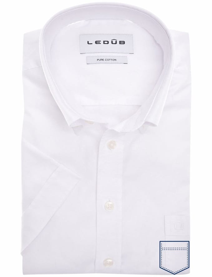 Ledub casual overhemd korte mouw wit