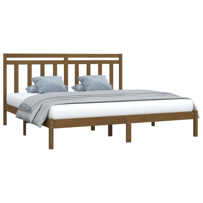 vidaXL - Bedframe - massief - hout - honingbruin - 200x200 - cm