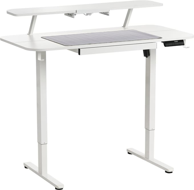 WILBANKS - Verstelbaar bureau elektrisch - Wit - Staal