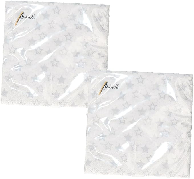 Ambiente servetten - 40x st - wit - sterren - papier - 3laags - lunch/diner servetten