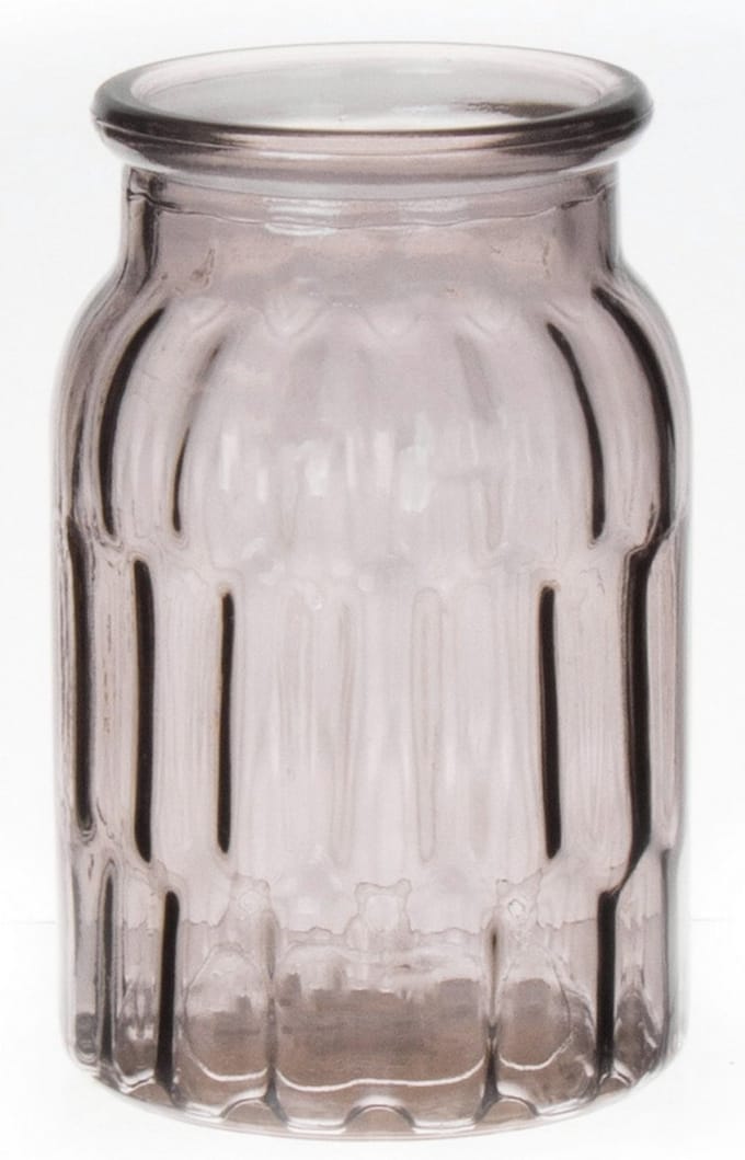 Bellatio Design Bloemenvaas klein - grijs - transparant glas - 10 x 16 cm - vaas