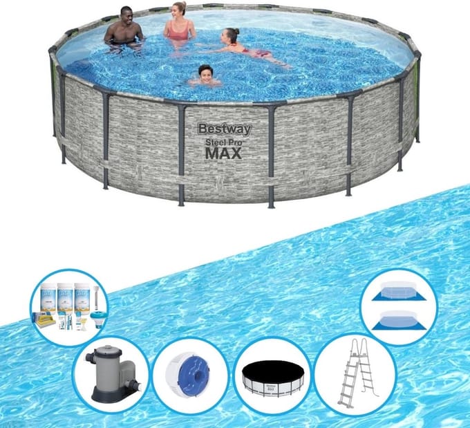 Bestway - Zwembad Steel Pro MAX - Inclusief accessoires - 488x122 cm