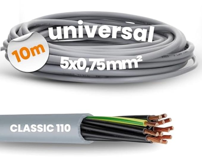 10 meter PVC-stuurleiding 5-aderig met beschermingsgeleider - 5G0,75 mm²