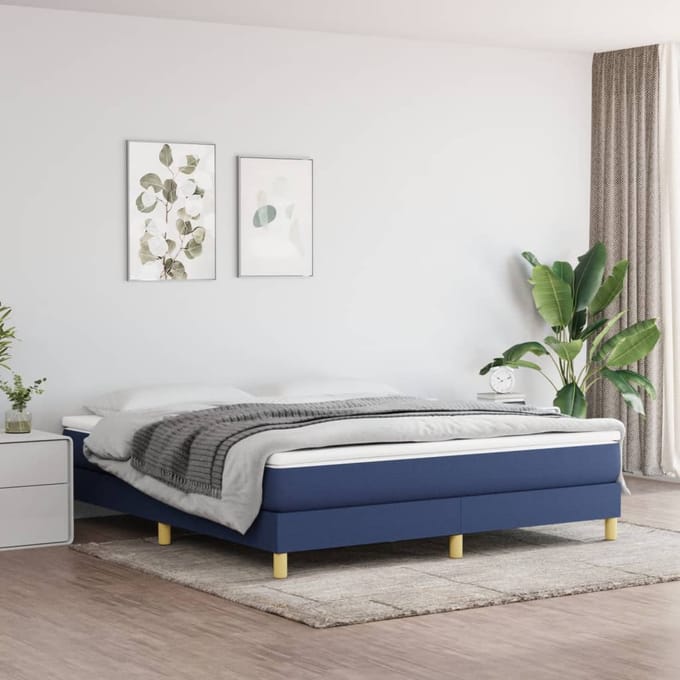 vidaXL - Boxspring - bed - stof - blauw - 160x200 - cm