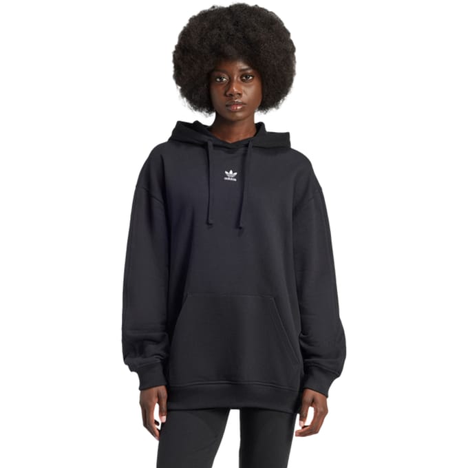 Relaxed fit hoodie met labelstitching en kangoeroezak