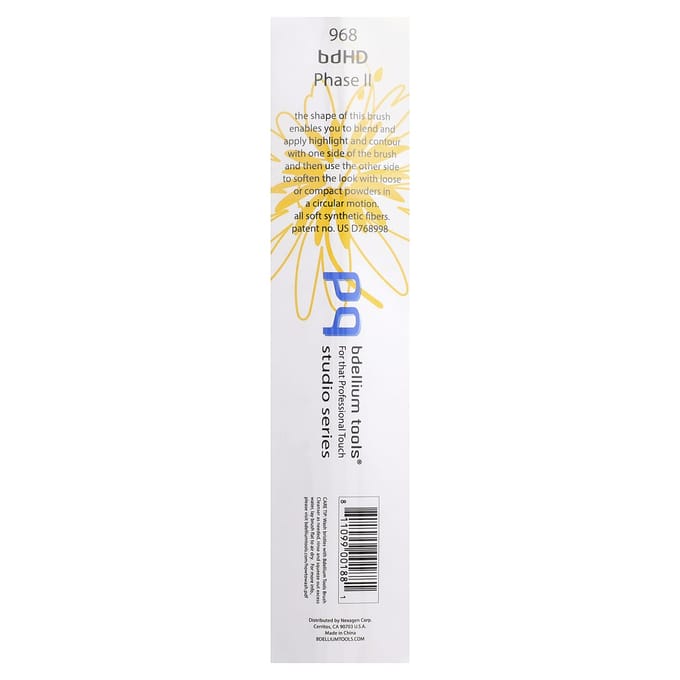 Bdellium Tools, Studio Series, BDHD Phase II Kleine Foundation/Contour Kwast, Gezicht 968, 1 Kwast