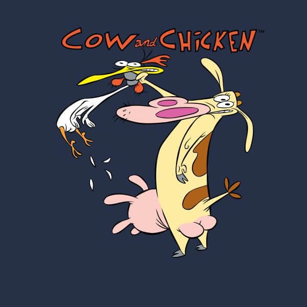 Cow and Chicken Characters Women's T-Shirt - Navy - M