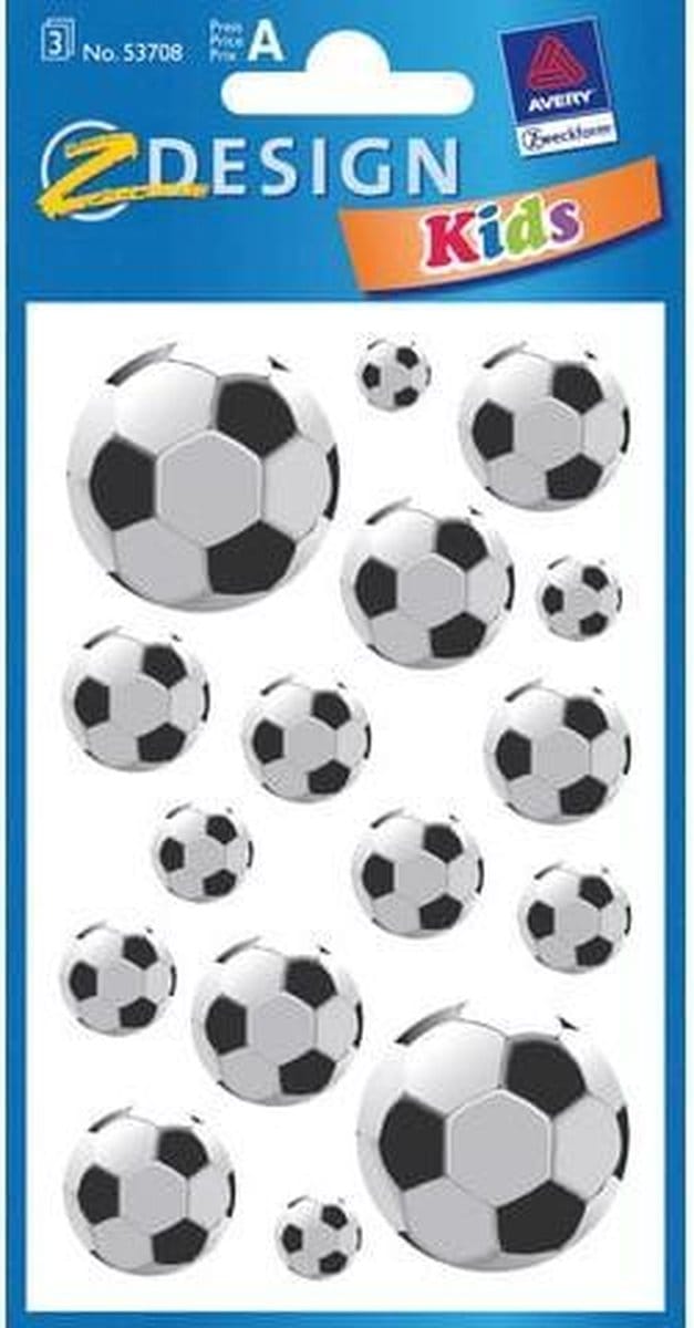 Avery Stickervel Voetbal 7,6 X 12 Cm Papier Zwart/wit 48-delig