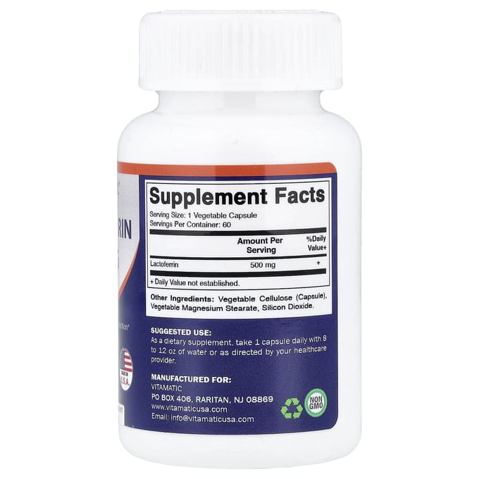 Vitamatic, Lactoferrine, 500 mg, 60 Veggie Capsules