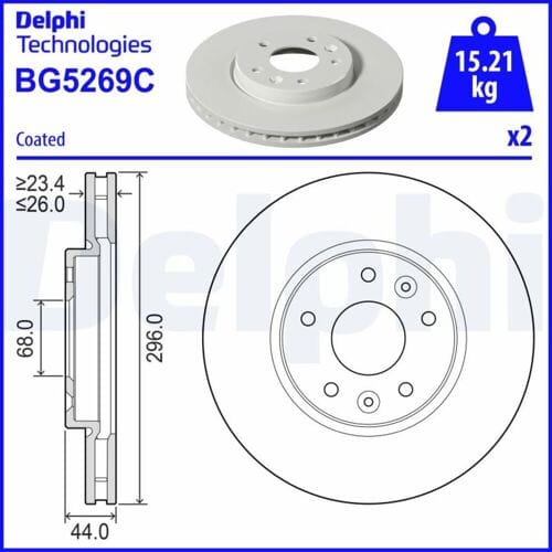 Remschijf DELPHI BG5269C, 2 stuk