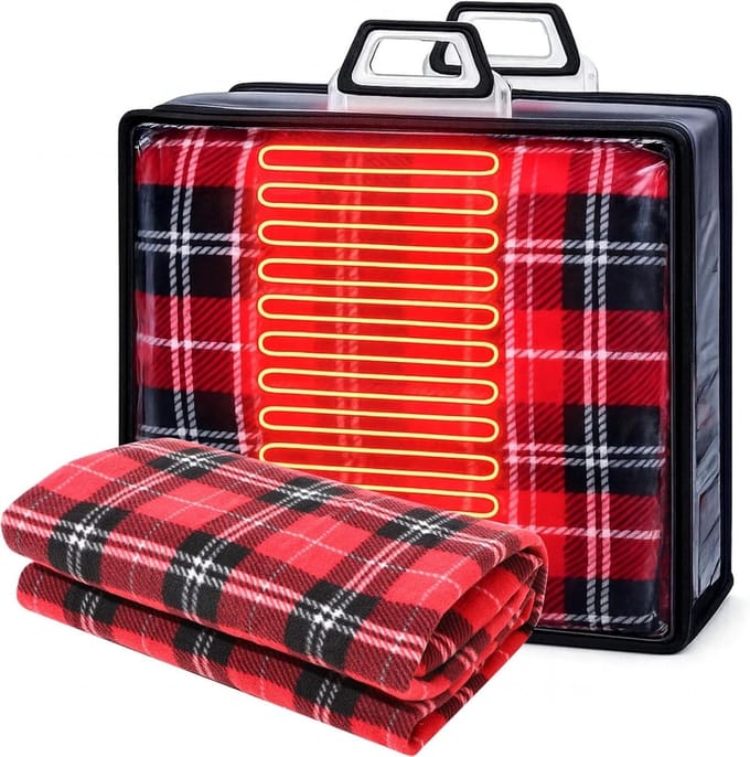 Elektrische Deken Auto - Verwarmde Autodeken - Warme Reizen - 12 Volt Aansluiting - 58 x 43 Inch