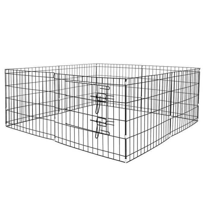 Springos Hondenbench - Dierenkooi - Dierenbox - Metaal - Zwart - 155 x 61 cm