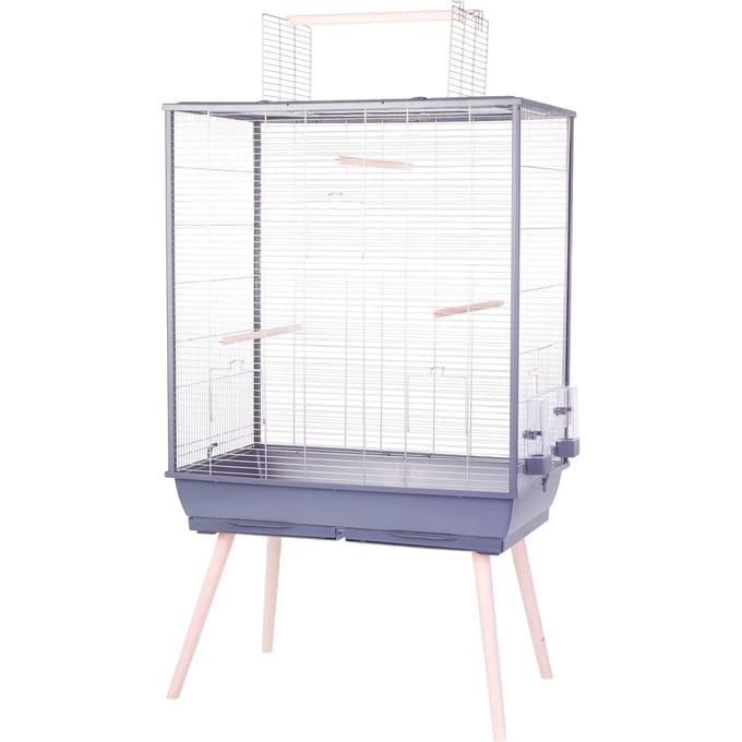 Zolux Vogelkooi Neolife Grijs - Luxe Inrichting - 81x48x152 cm, Openklapbare Bovenkant