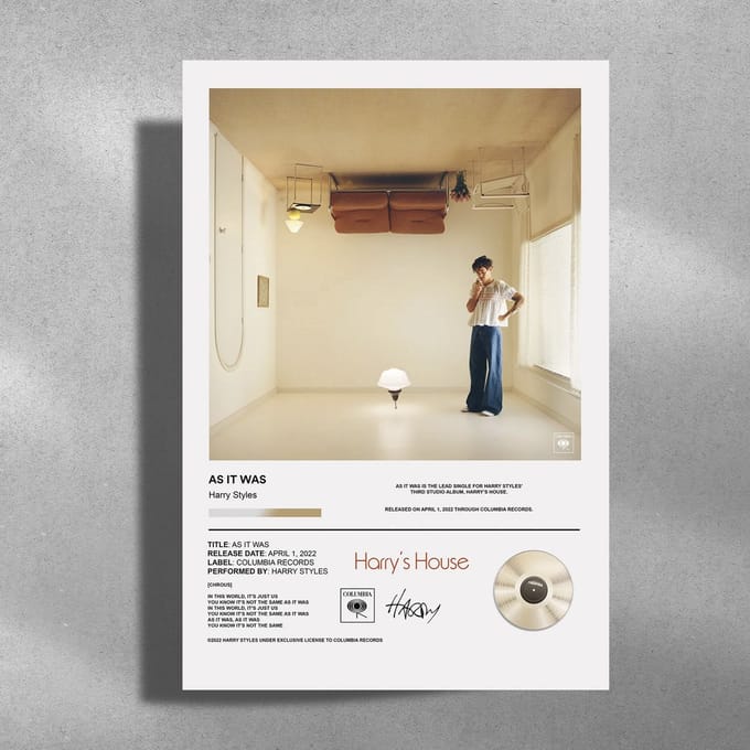 Harry Styles - Metalen Poster 30x40cm - As It Was - Single
