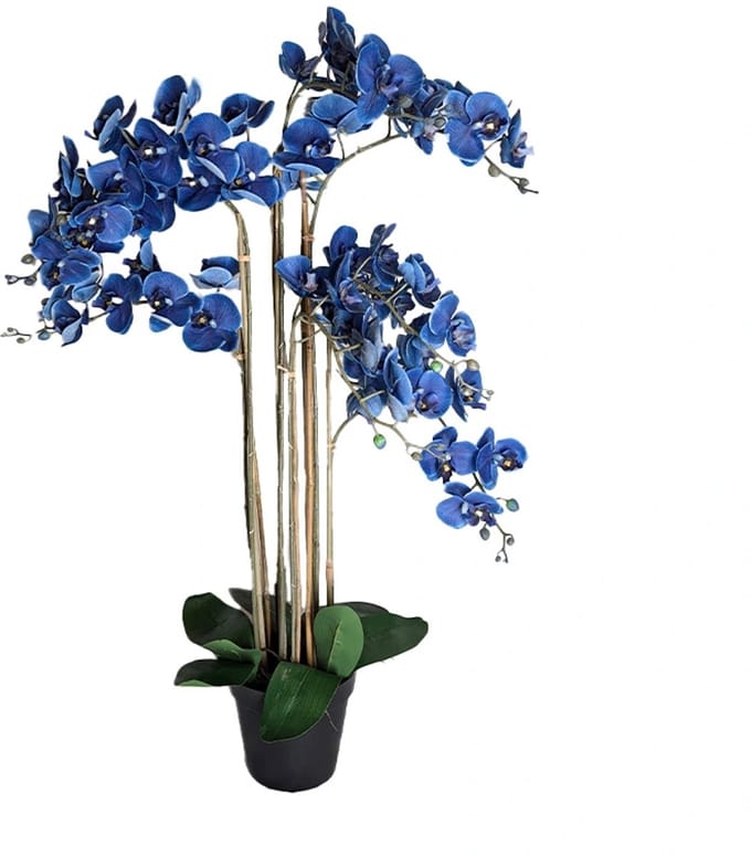 Kunst Phalaenopsis Orchidee In Pot 110 cm - Blue