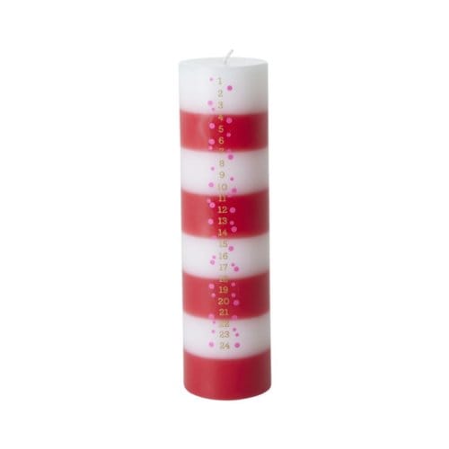 Rice kaars adventkaars met strepen in gouden letters