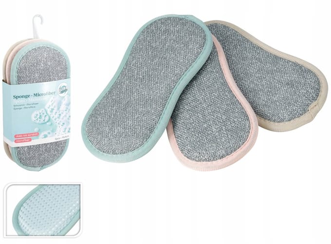 Koopman - Schoonmaakspons - Mikrofiber - 3 Stuks - Verschillende Kleuren