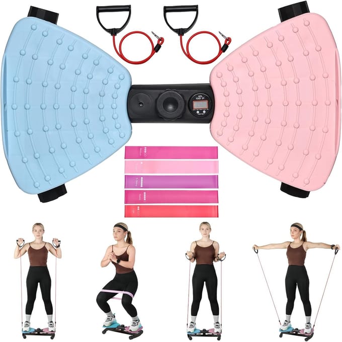 Taille Twister - Buikspier Trainer - Core Training - Stil & Stabiel - 150kg Capaciteit - Blauw Roze