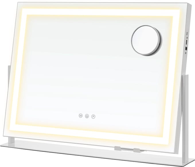 SONGMICS - Spiegel - Dimbare Verlichting - USB-poorten - Telefoonhouder