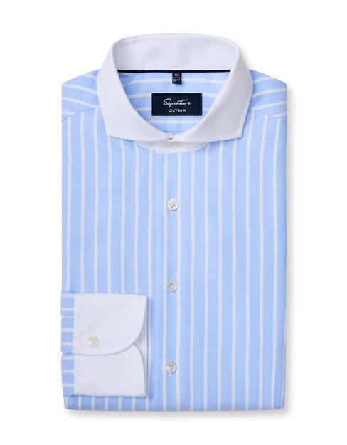 OLYMP Signature Overhemd, Tailored Fit, Signature Cutaway, Bleu