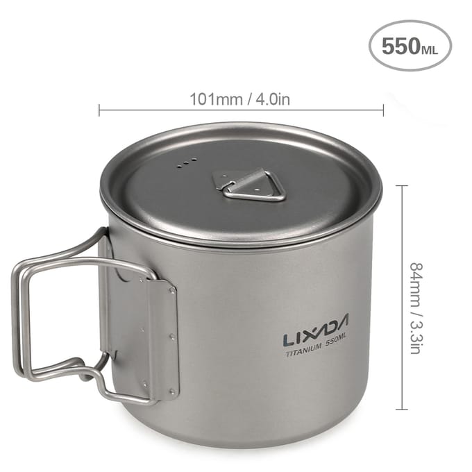 Lixada kookgereiset ultralichte titanium beker met opvouwbaar diner 300ml