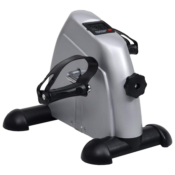 vidaXL - Mini - Hometrainer - met - plastic - vliegwiel - (zilver)