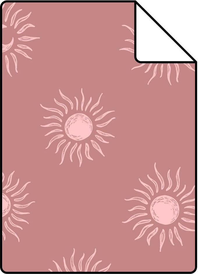 Proefstaal ESTAhome behang zonnetjes oudroze - 26.5 x 21 cm - 131776-S
