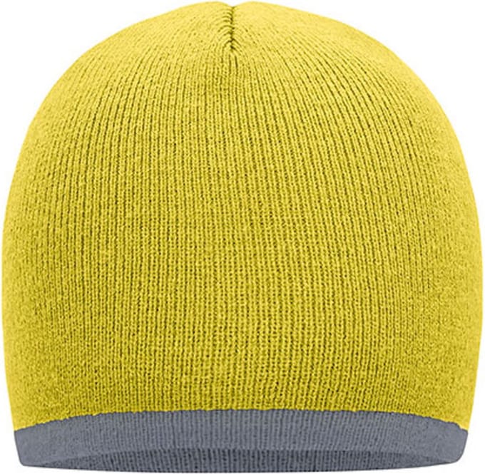 Myrtle Beach 'Contrasting Border Beanie' Geel/Lichtgrijs