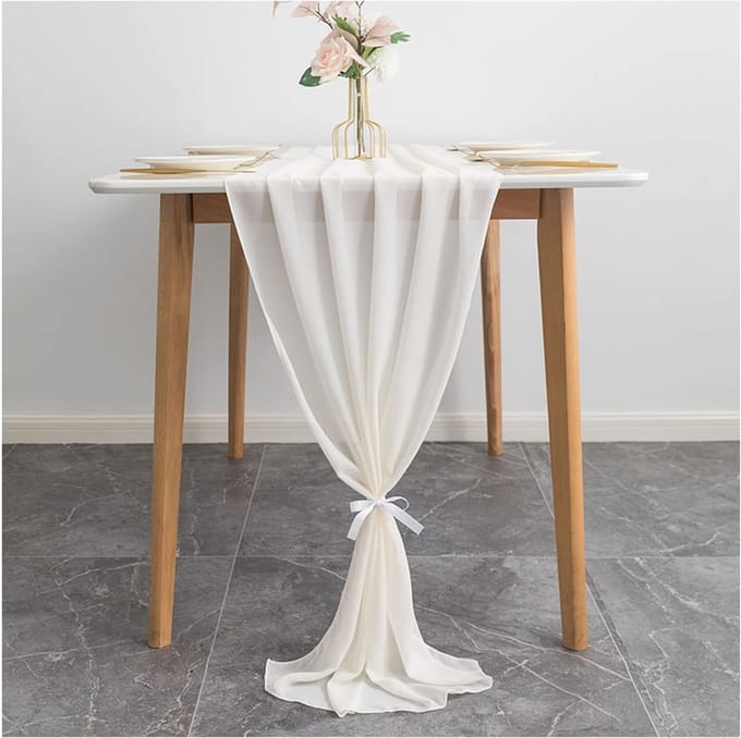 Tafelloper, beige, bruiloft, tafeldecoratie, eettafeldecoratie, tafelkleed voor bruiloft, essential, commode, eetkamer (70 x 300 cm)