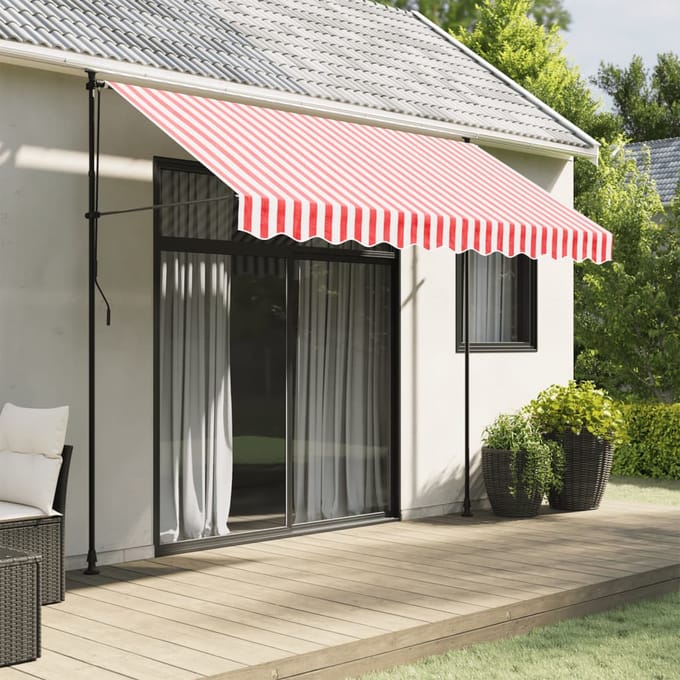 vidaXL - Vervangingsdoek - voor - luifelrok - gestreept - 300 - cm - rood - en - wit