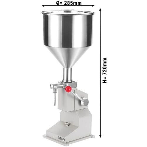 GGM Gastro Handmatige vulmachine - voor vloeistoffen & pasta’s - 5-50ml - trechter 10L zilver