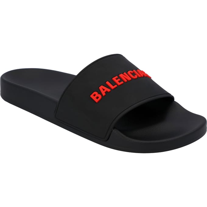 Balenciaga Logo Band Rubber Slipper Zwart
