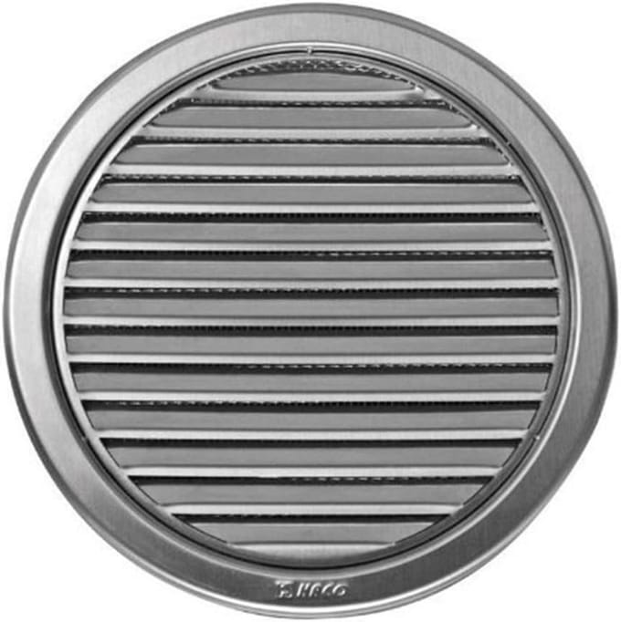 Rond Ventilatie Rooster RVS met Flens en Muggennet - 180mm Diameter