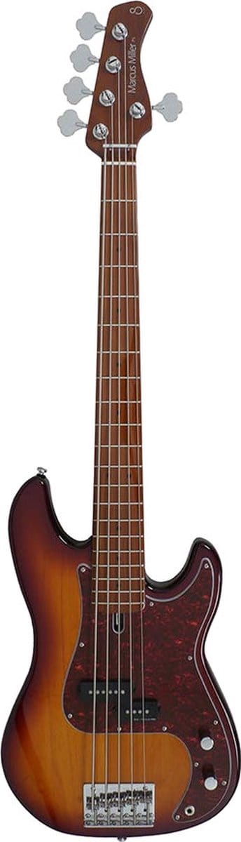 Sire P5 A5/TS Marcus Miller basgitaar 5-snarige passieve P-stijl bas in Tobacco Sunburst