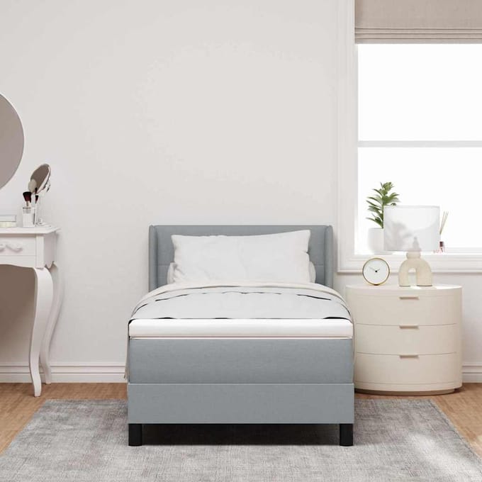 vidaXL - Boxspring - bed - met - hoofdeinde - Lichtgrijs - 200 - x - 100 - cm - Stof