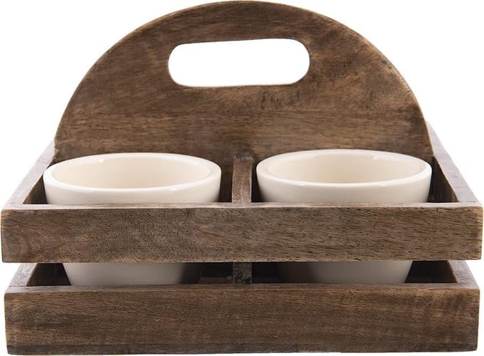 Clayre & Eef Bloempot Set van 4 24x24x17 cm Bruin Hout