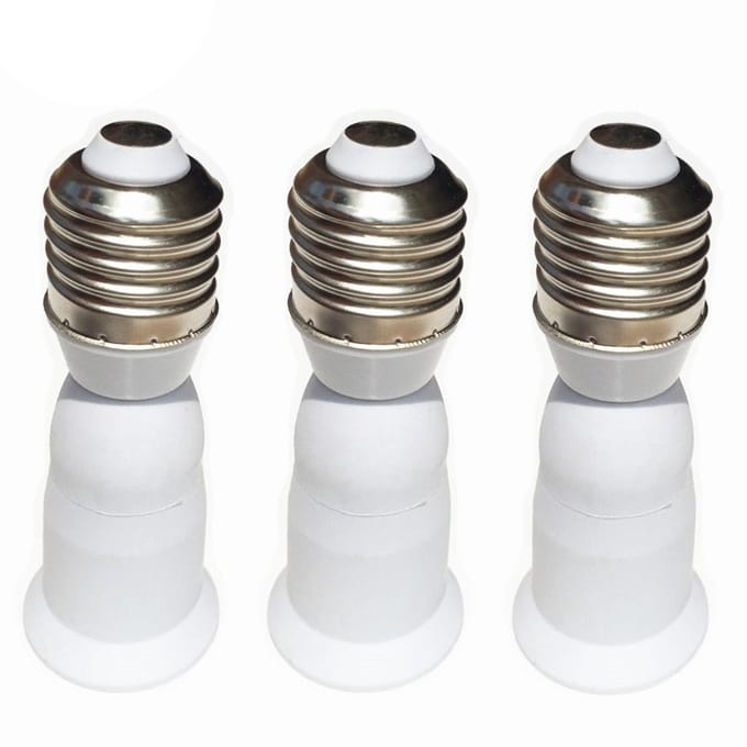 E27 naar E27 verlengadapter set van 3 stuks - 95mm LED lampen basis extender voor verlichting