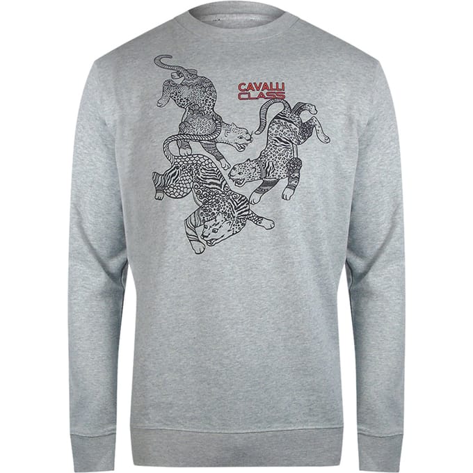 Cavalli Class Paisley Leopards Design Grijs Sweatshirt