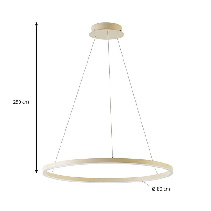Arcchio LED hanglamp Albiona, beige, 1 ring, Ø 80 cm
