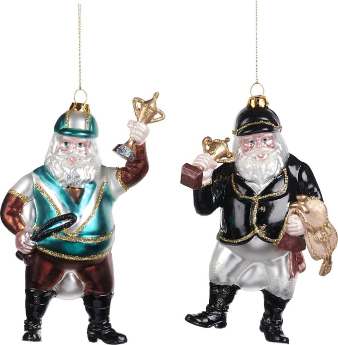 Goodwill Kerstbal-Kerstman-Ruiter Bruin-Blauw 16 cm LET OP Prijs Per Stuk