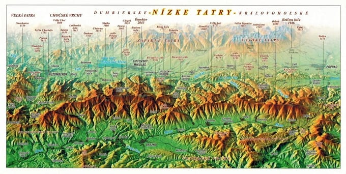 Basses Tatras. Basses Tatras Carte Panoramique Avec Effet 3D. Carte postale