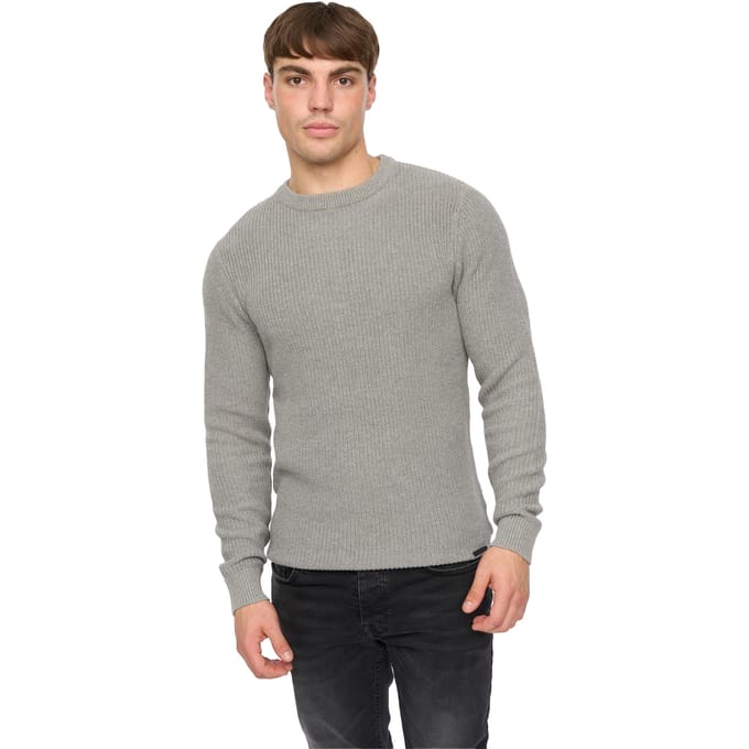 Crosshatch Heren Jampster Gebreid Sweatshirt met Ronde Hals (Grijs)