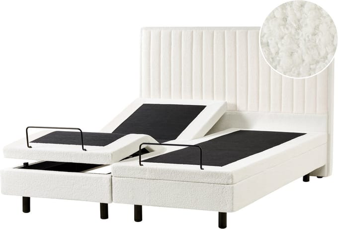 CASTELLAN - Tweepersoonsbed - Off-white - 160 x 200 cm - Bouclé