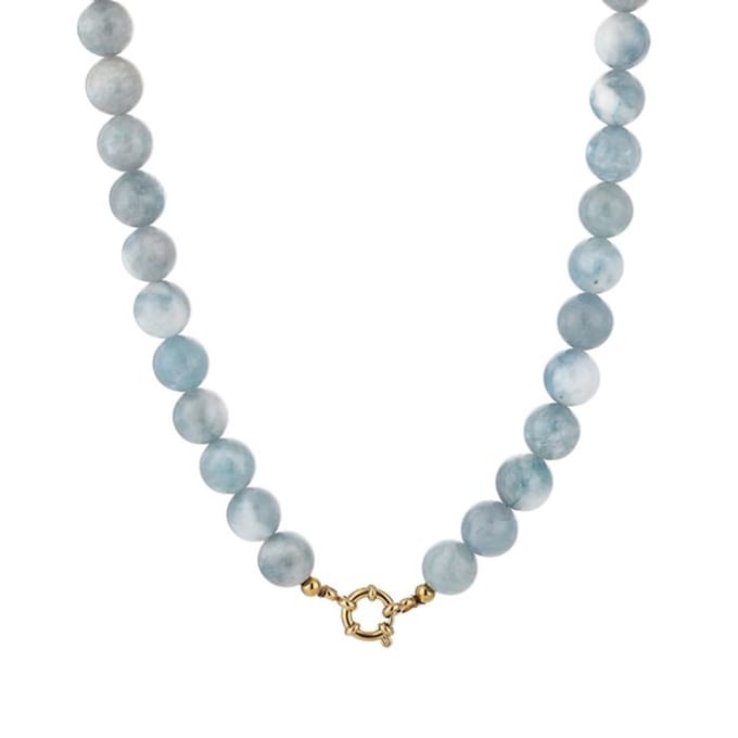 Bijoutheek Collier Kralen Stenen 10mm Light Blue
