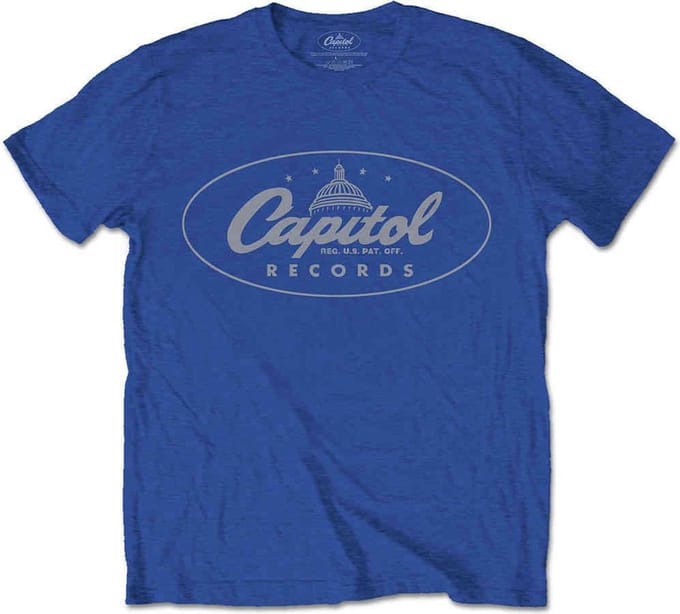Capitol Records Heren Tshirt -L- Logo Blauw