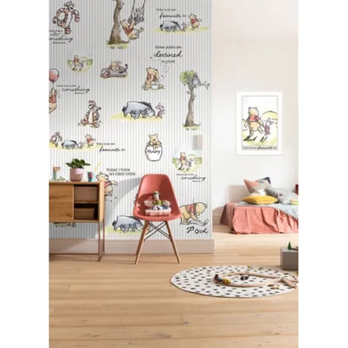 Komar Fotobehang Winnie De Pooh Stripes - Beige - 2,80m X 200cm