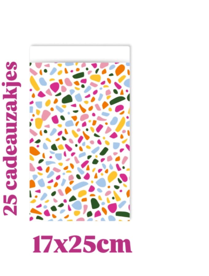 25x Cadeauzakje - Terrazzo color - 17x25cm