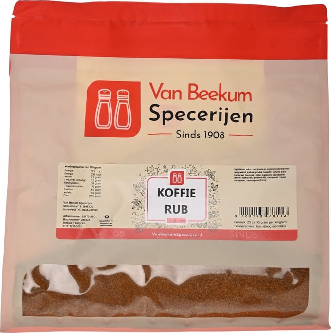 Van Beekum Specerijen - Koffie Rub - 2 KG (hersluitbare stazak)